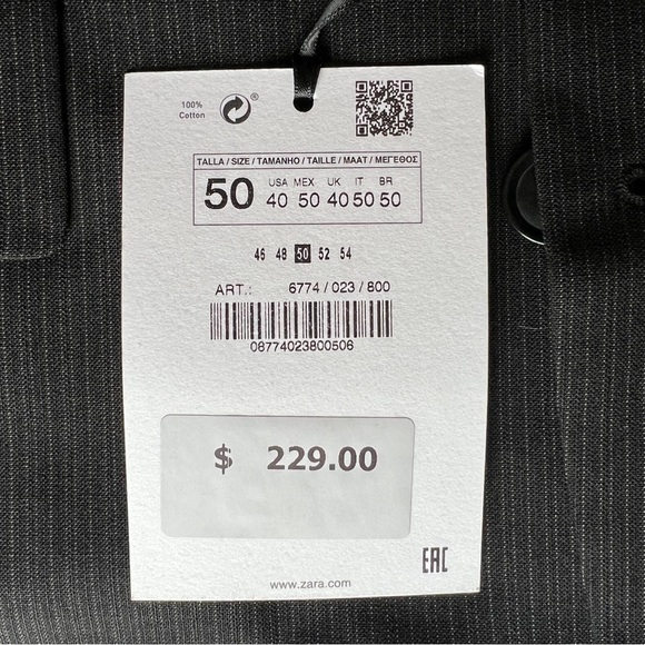 ZARA PINSTRIPE SUIT JACKET LIMITED EDITION BLACK SIZE 42  | 6774/023/800 - Picture 9 of 16